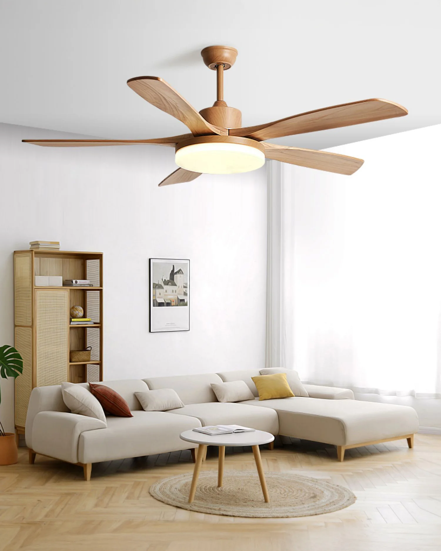WOMO Modern Wood Ceiling Fan Lamp - WM5209 - Image 5
