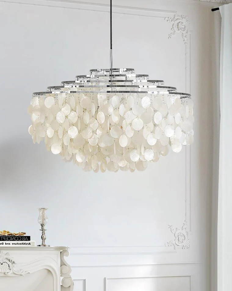 WOMO Tiered Capiz Round Chandelier-WM2346 - Image 10