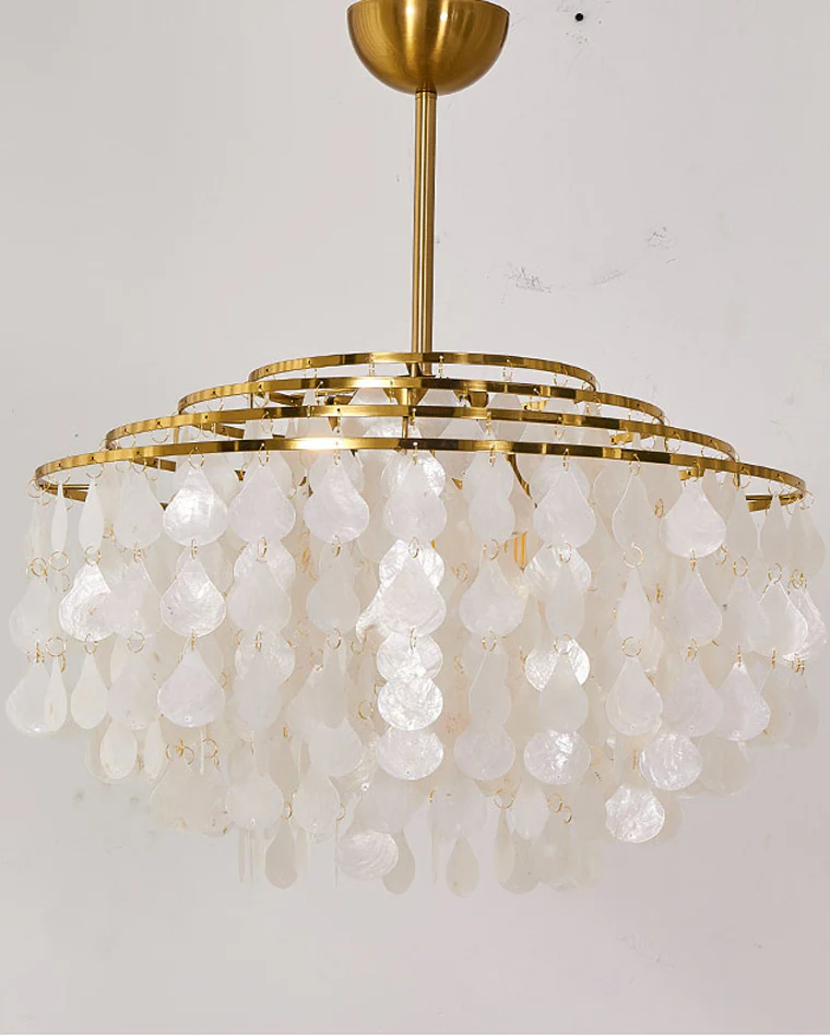 WOMO Tiered Capiz Round Chandelier-WM2346 - Image 11