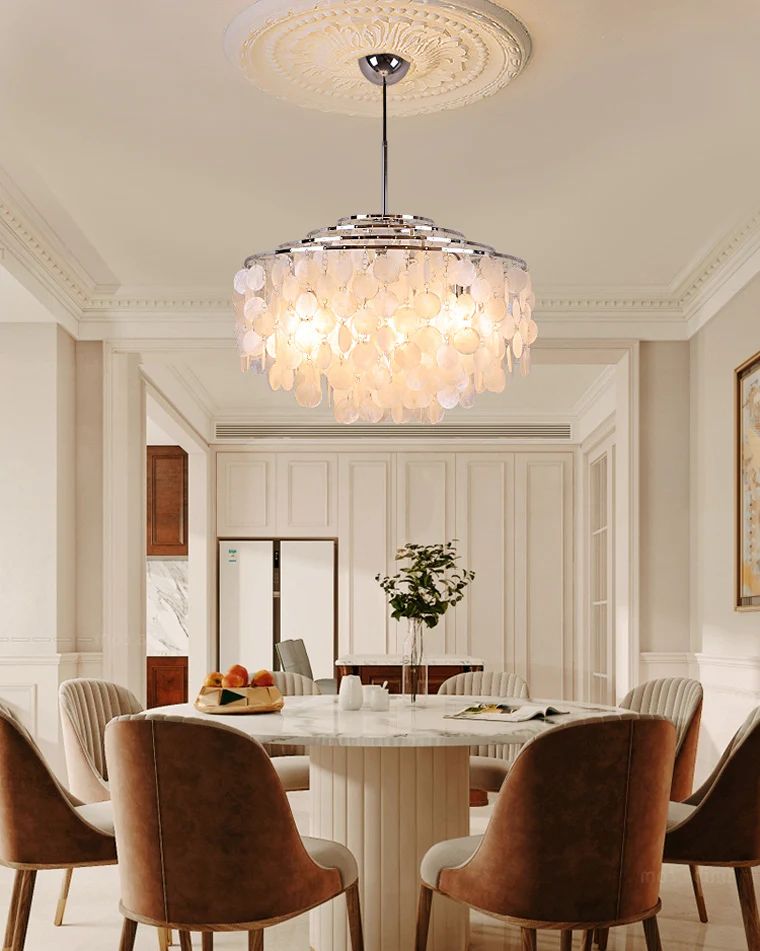 WOMO Tiered Capiz Round Chandelier-WM2346 - Image 12