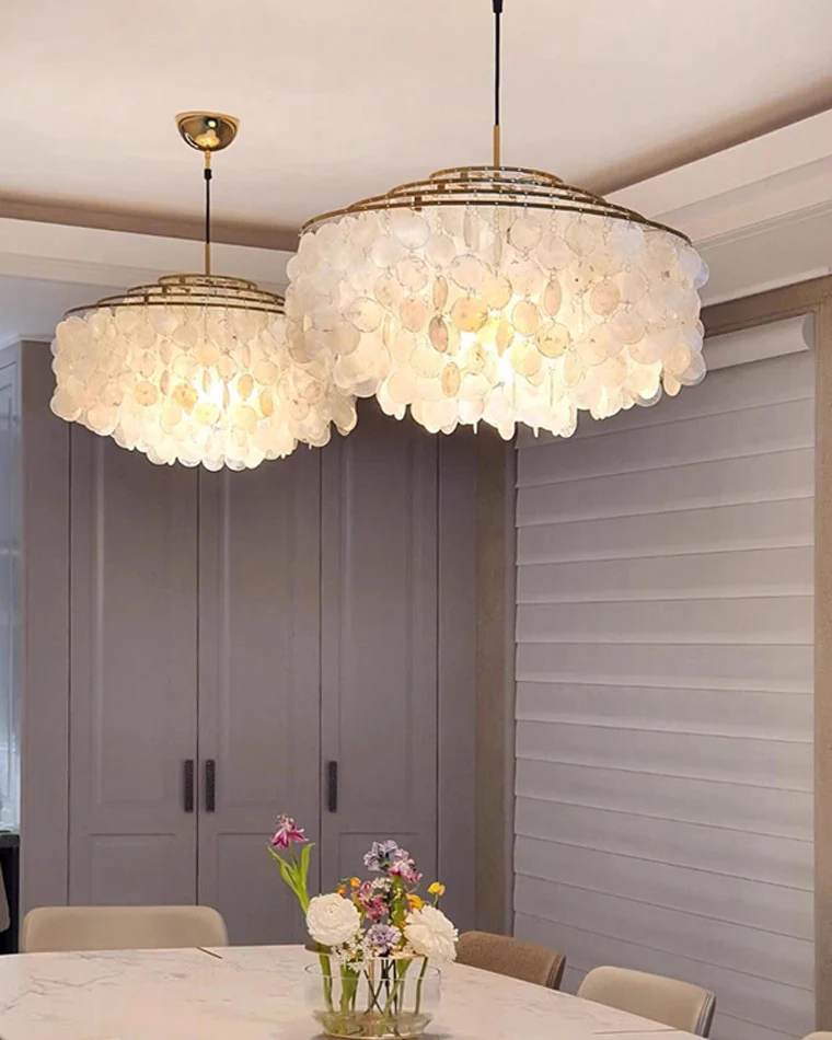 WOMO Tiered Capiz Round Chandelier-WM2346 - Image 13
