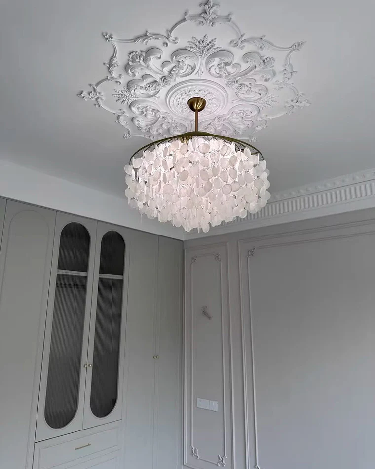 WOMO Tiered Capiz Round Chandelier-WM2346 - Image 16