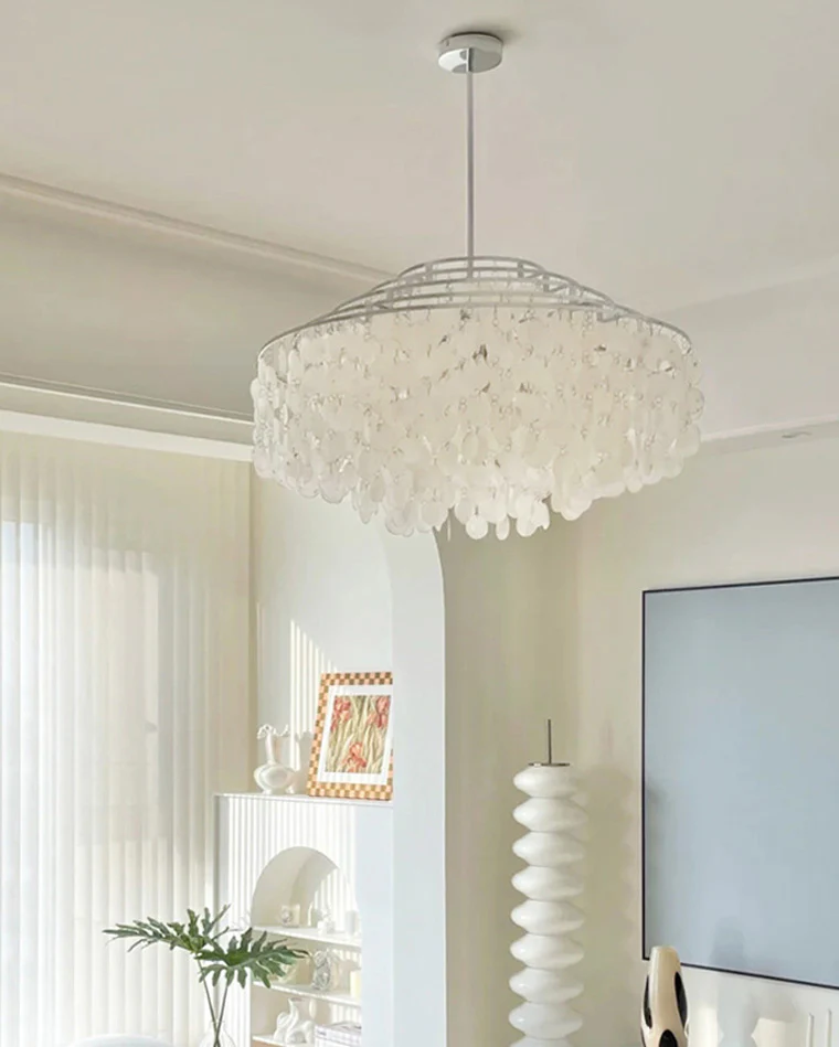WOMO Tiered Capiz Round Chandelier-WM2346 - Image 17