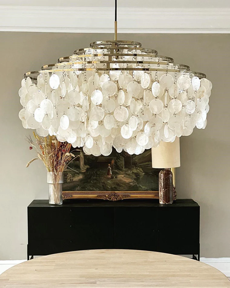 WOMO Tiered Capiz Round Chandelier-WM2346 - Image 18