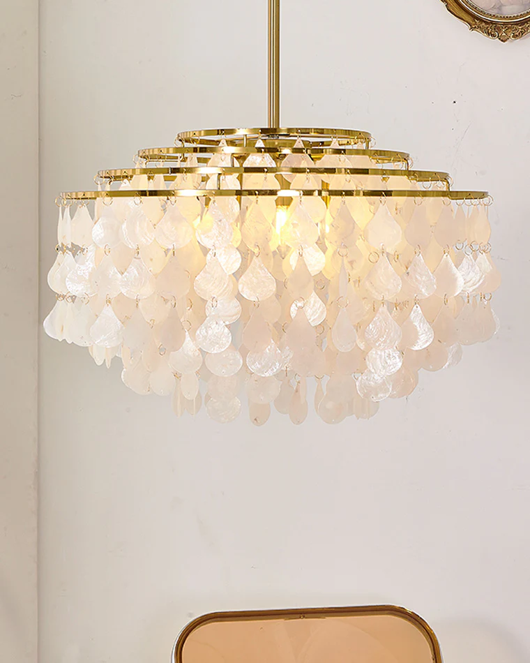 WOMO Tiered Capiz Round Chandelier-WM2346 - Image 20