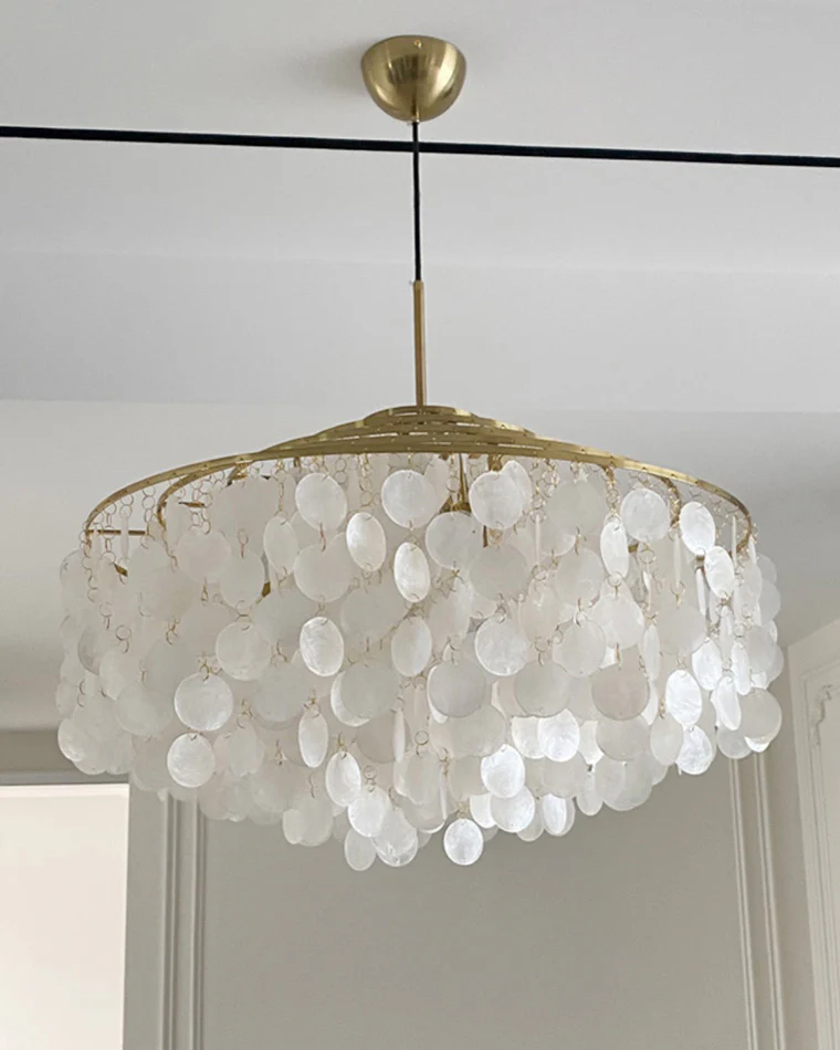 WOMO Tiered Capiz Round Chandelier-WM2346 - Image 21