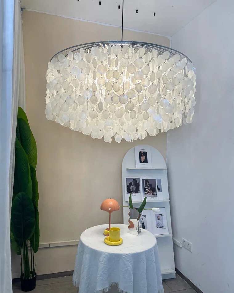 WOMO Tiered Capiz Round Chandelier-WM2346 - Image 22