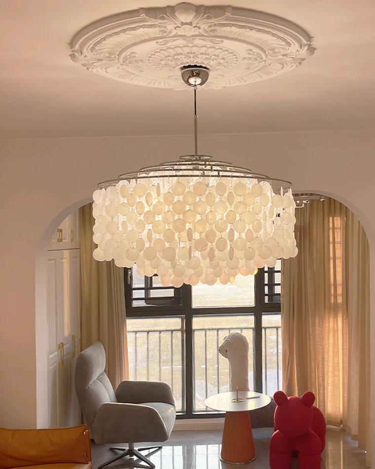 WOMO Tiered Capiz Round Chandelier-WM2346 - Image 23