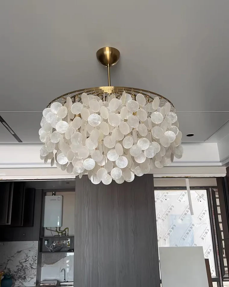WOMO Tiered Capiz Round Chandelier-WM2346 - Image 25