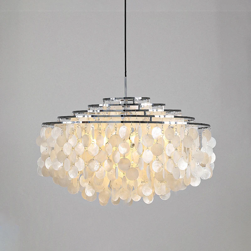 WOMO Tiered Capiz Round Chandelier-WM2346 - Image 33