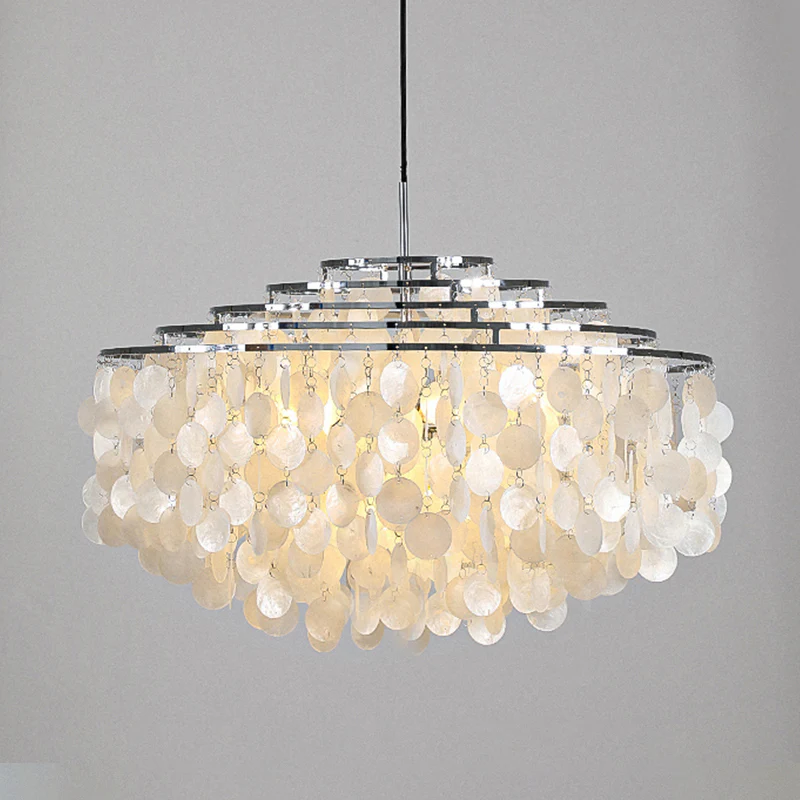 WOMO Tiered Capiz Round Chandelier-WM2346 - Image 35