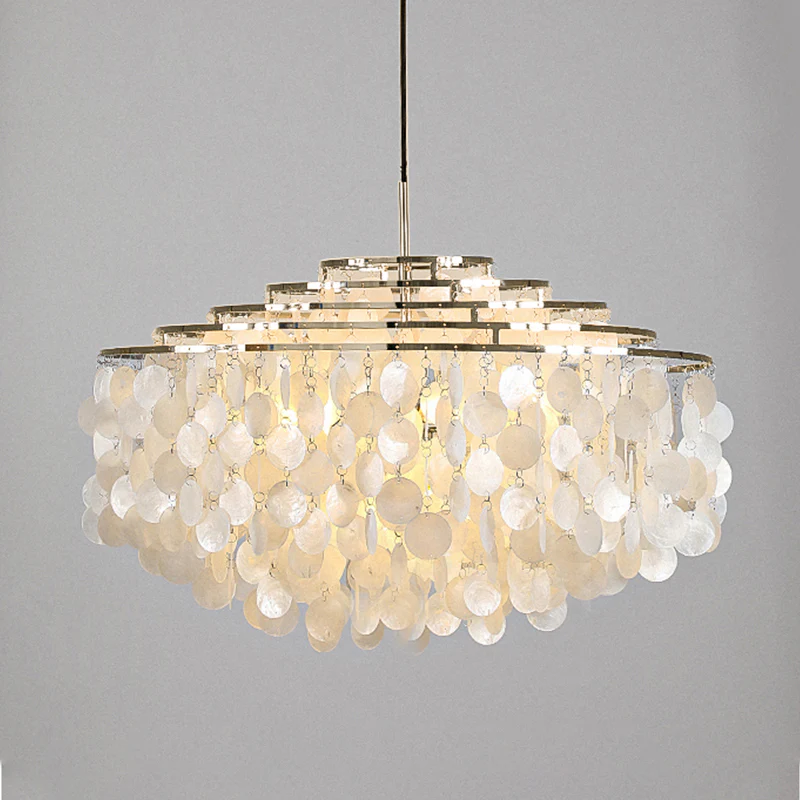WOMO Tiered Capiz Round Chandelier-WM2346 - Image 41