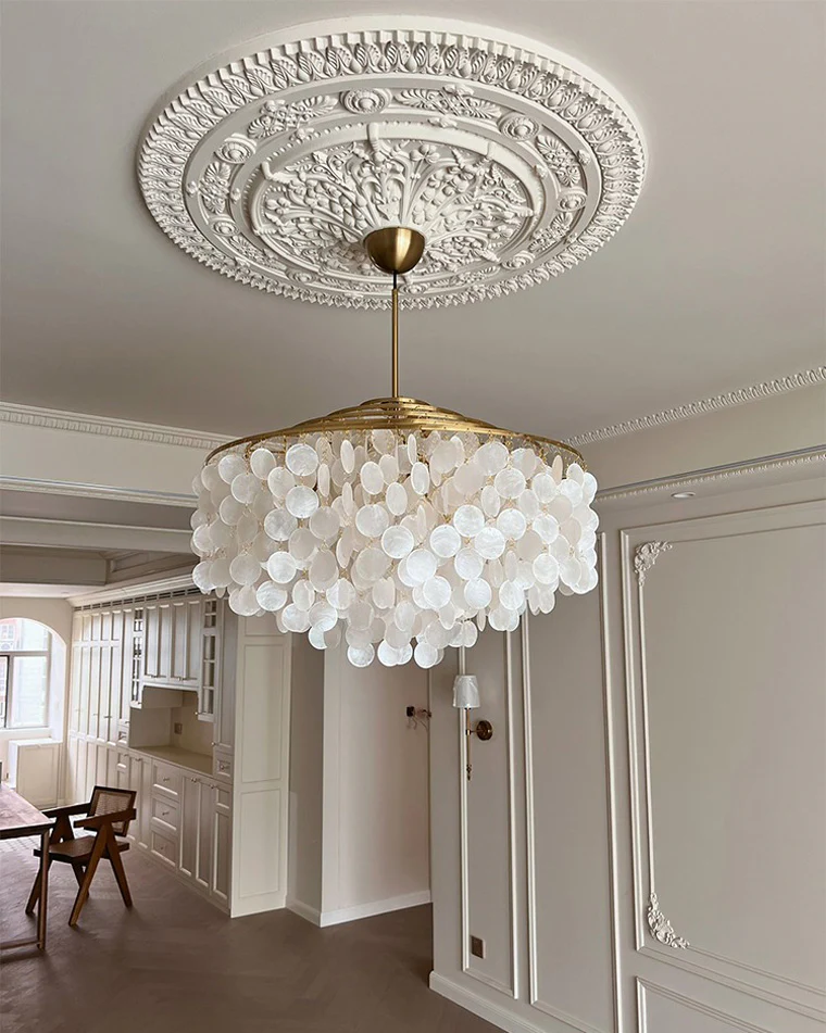 WOMO Tiered Capiz Round Chandelier-WM2346 - Image 8
