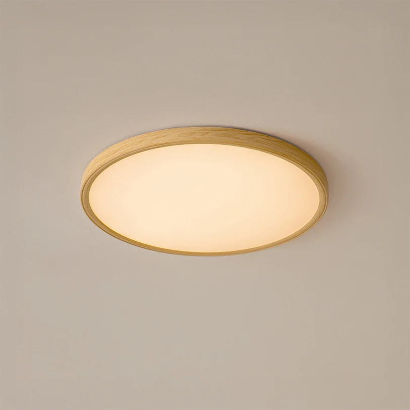 WOMO Oak Round Flat Flush Mount Ceiling Light-WM1206 - Image 10