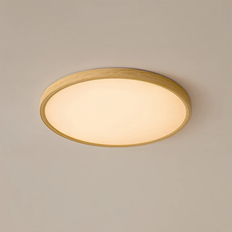 WOMO Oak Round Flat Flush Mount Ceiling Light-WM1206 - Image 11