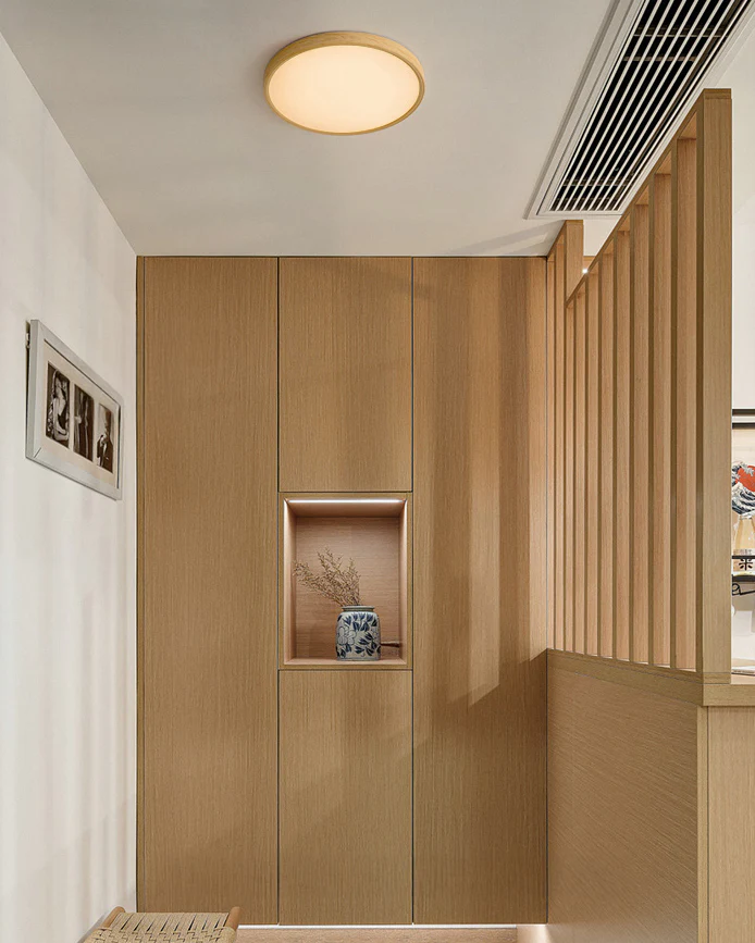 WOMO Oak Round Flat Flush Mount Ceiling Light-WM1206 - Image 5