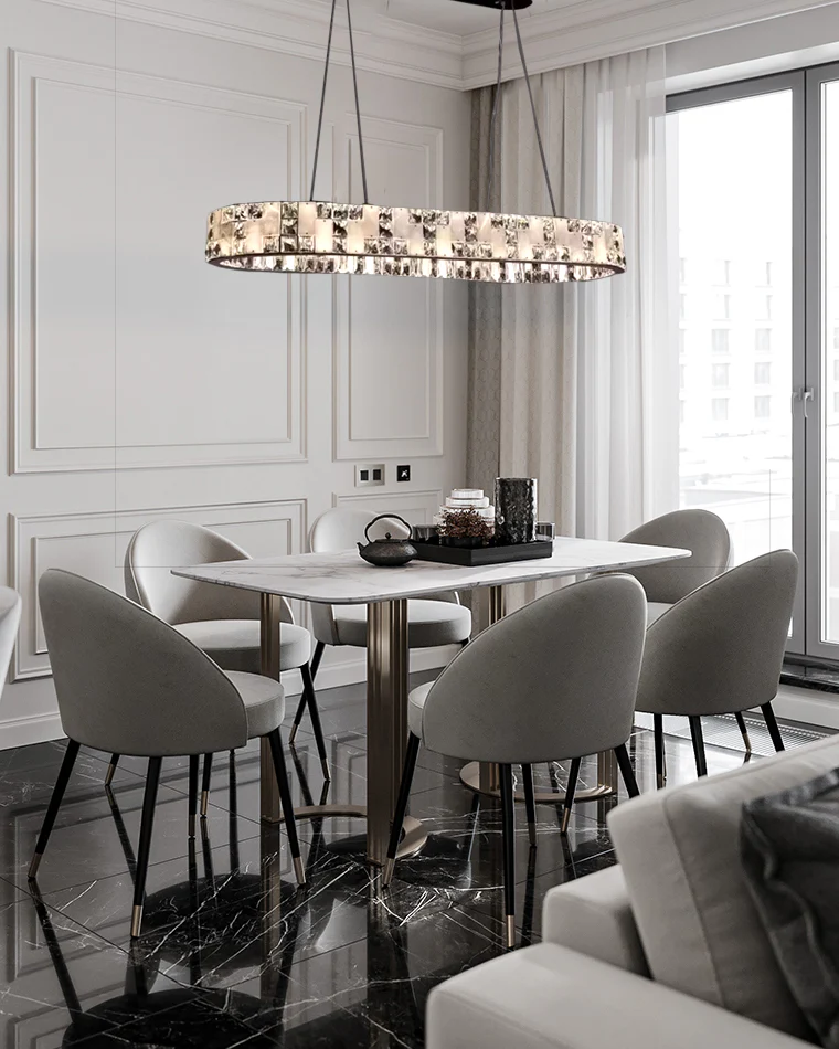 WOMO Oval Crystal Alabaster Chandelier-WM2739 - Image 3