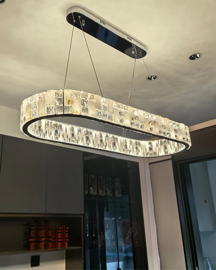 WOMO Oval Crystal Alabaster Chandelier-WM2739 - Image 7
