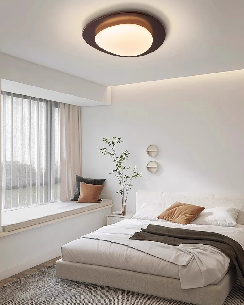WOMO Oval Walnut Flush Mount Ceiling Light-WM1235 - Image 2