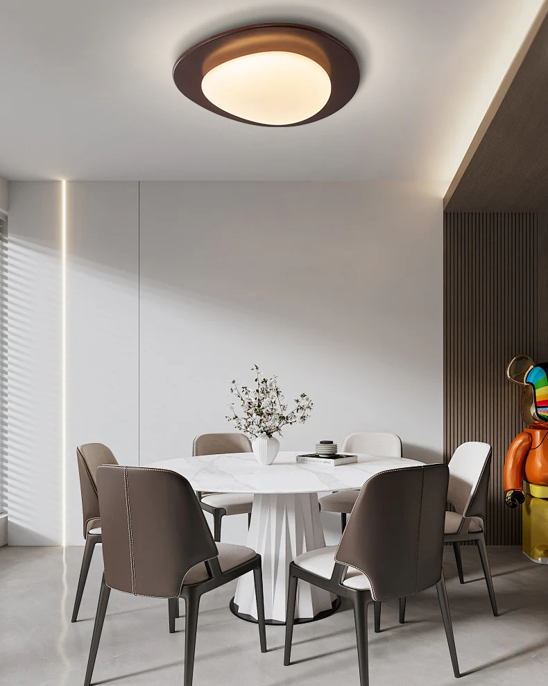 WOMO Oval Walnut Flush Mount Ceiling Light-WM1235 - Image 3