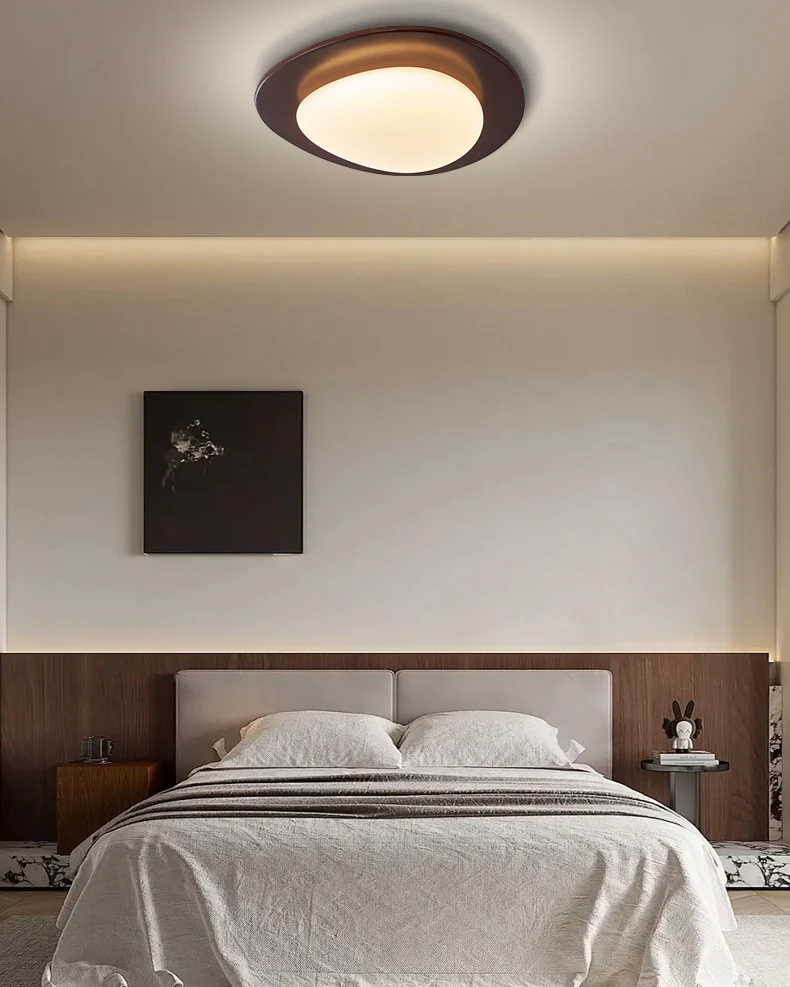 WOMO Oval Walnut Flush Mount Ceiling Light-WM1235 - Image 4