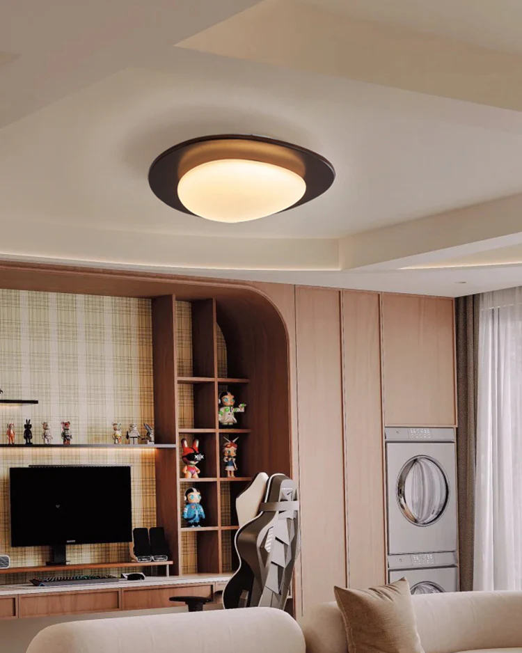 WOMO Oval Walnut Flush Mount Ceiling Light-WM1235 - Image 5