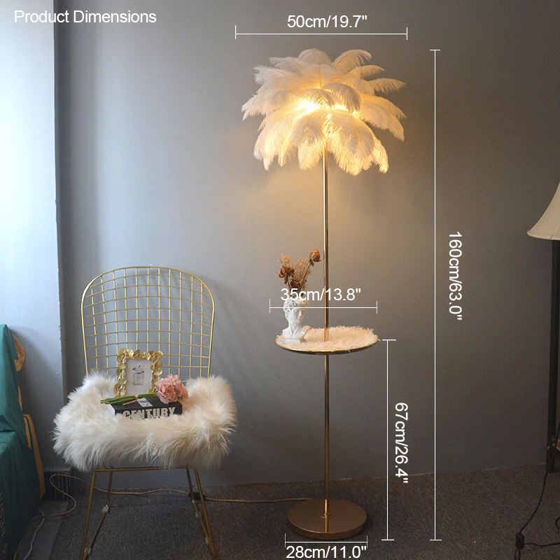 WOMO Feather Palm Tree Floor Lamp with Tray-WM7052 - Image 88