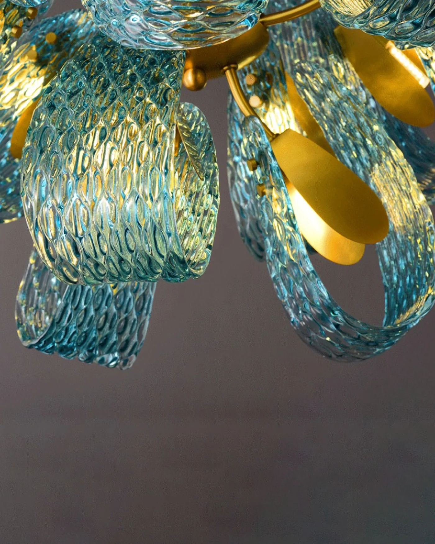 WOMO Peacock Blue Art Glass Linear Chandelier-WM2213c - Image 16