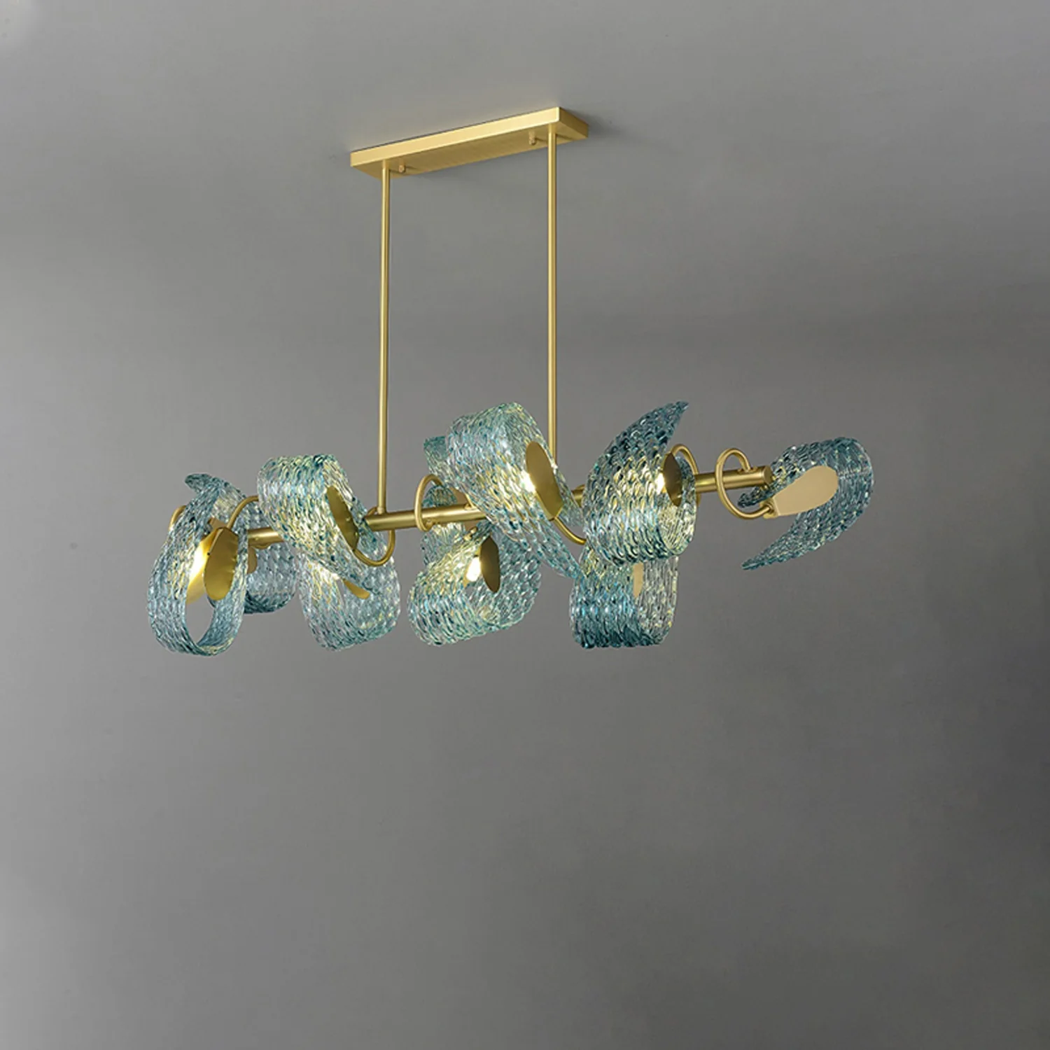 WOMO Peacock Blue Art Glass Linear Chandelier-WM2213c - Image 18