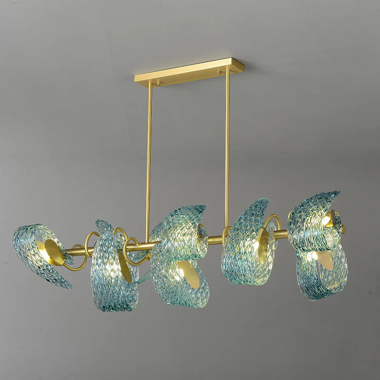 WOMO Peacock Blue Art Glass Linear Chandelier-WM2213c - Image 19