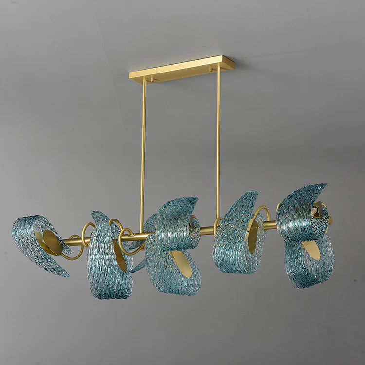 WOMO Peacock Blue Art Glass Linear Chandelier-WM2213c - Image 20