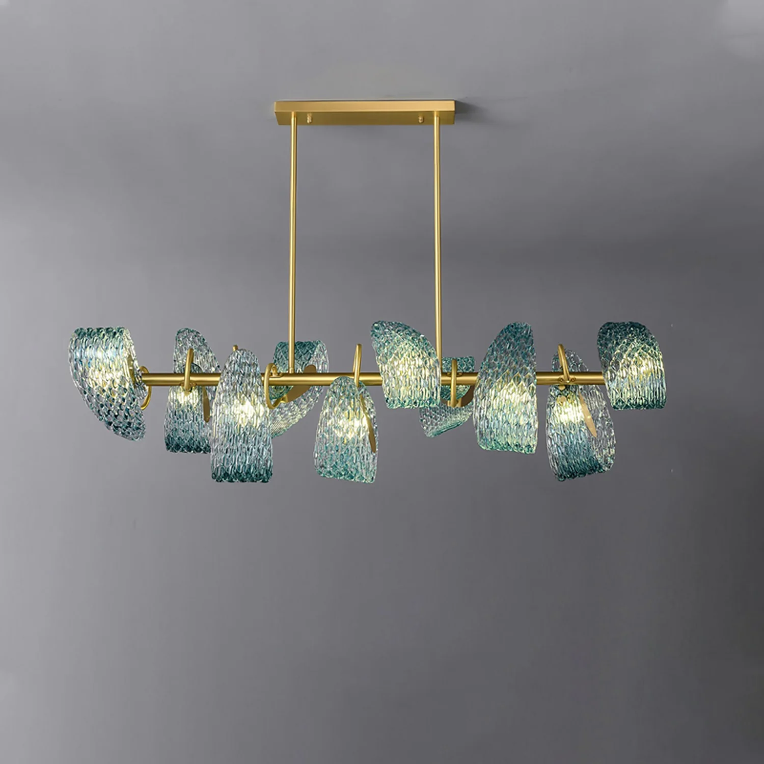 WOMO Peacock Blue Art Glass Linear Chandelier-WM2213c - Image 21
