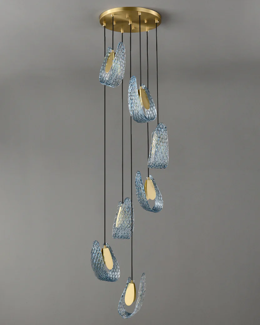 WOMO Peacock Blue Art Glass Pendant Light-WM2213a - Image 13