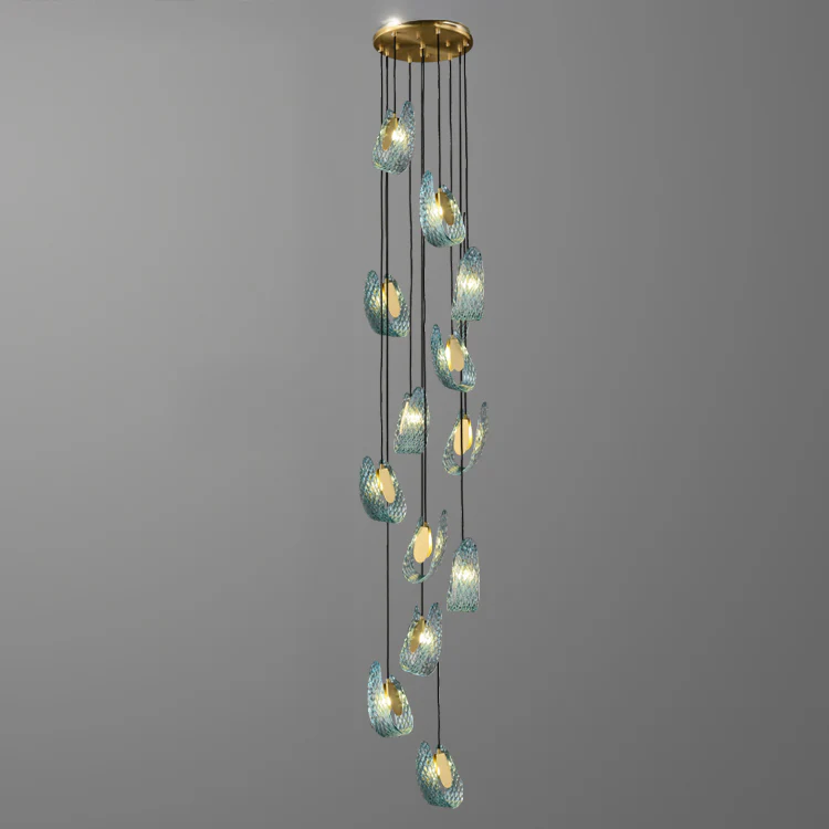 WOMO Peacock Blue Art Glass Pendant Light-WM2213a - Image 14