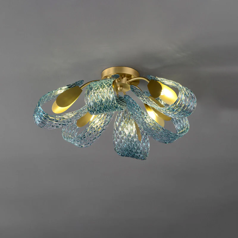 WOMO Peacock Sea Glass Semi-Flush Mount Ceiling Light-WM1111 - Image 10