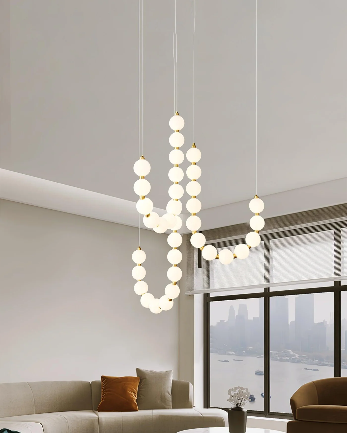 WOMO String Pearl Chandelier-WM2102 - Image 9