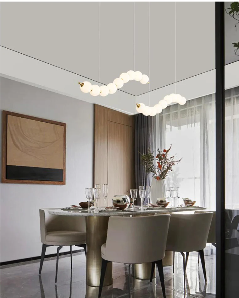 WOMO Pearl Globe Brass Dining Room Chandelier-WM2102d - Image 3