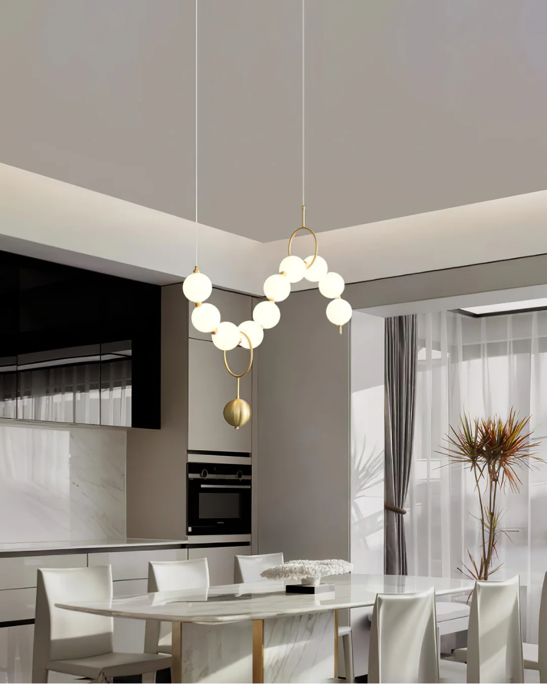 WOMO Pearl Brass Globe Dining Room Chandelier-WM2102c - Image 5