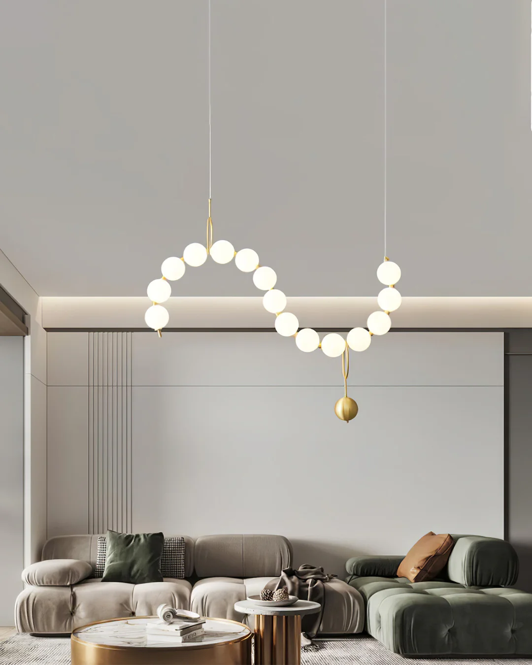 WOMO Pearl Brass Globe Dining Room Chandelier-WM2102c - Image 6