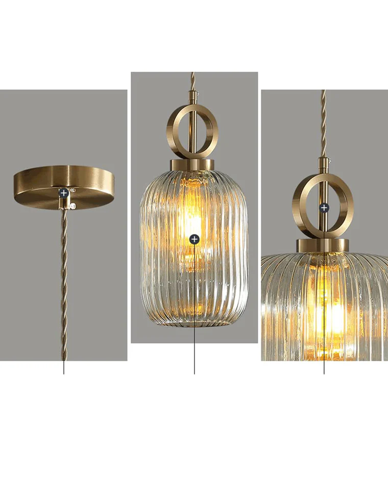 WOMO Reeded Glass Pendant Light-WM2264 - Image 9