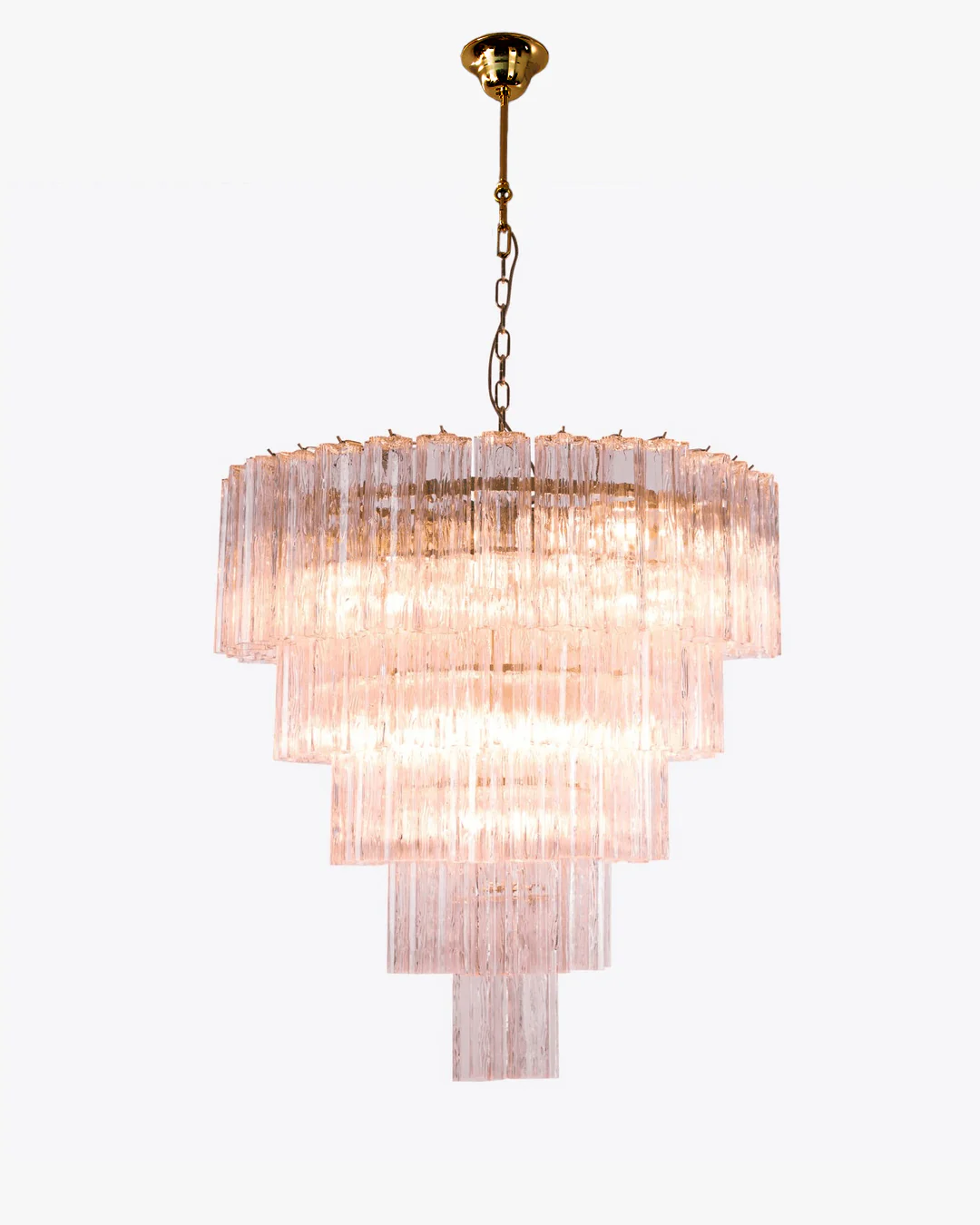 WOMO Pink Glass Tiered Chandelier-WM3018