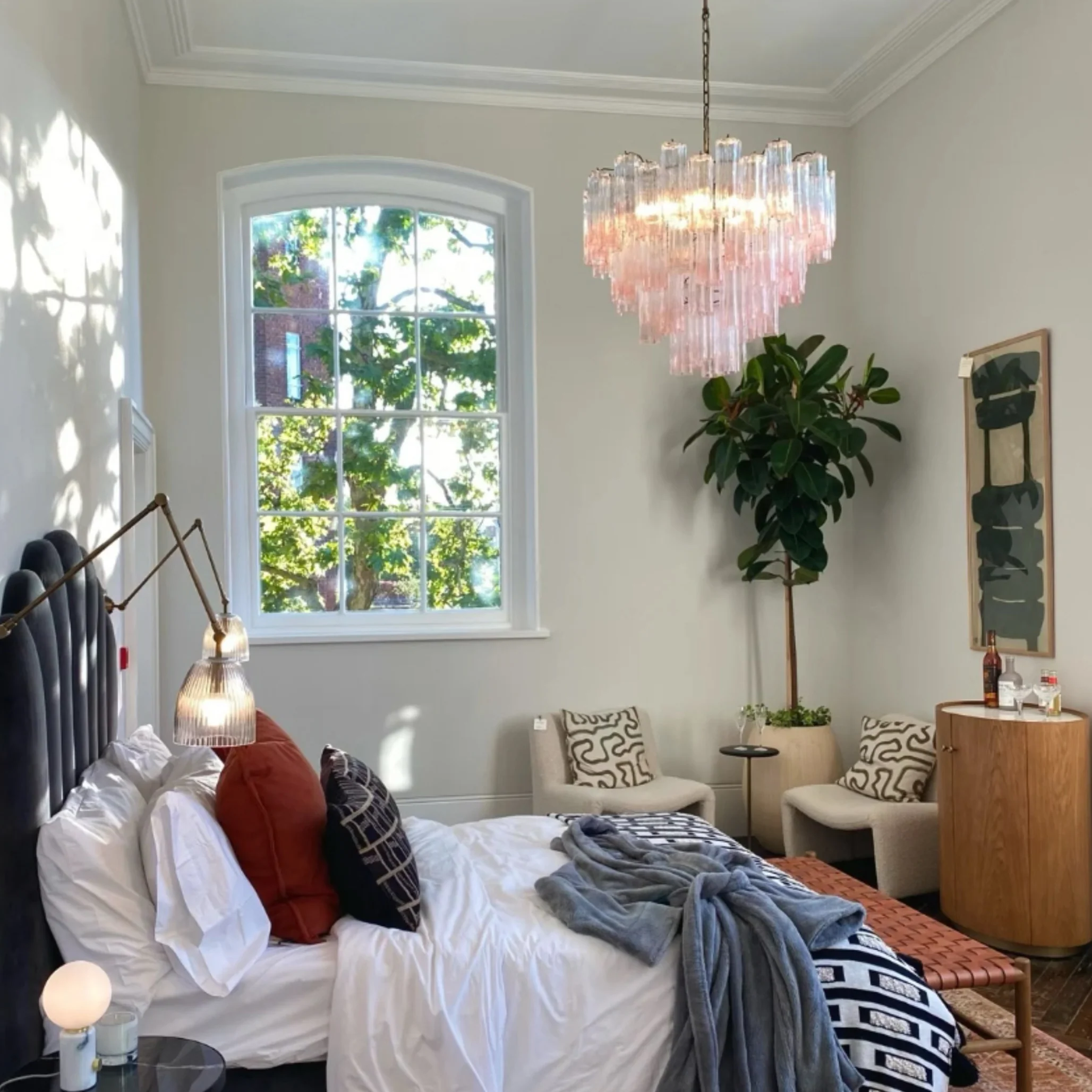 WOMO Pink Glass Tiered Chandelier-WM3018 - Image 10
