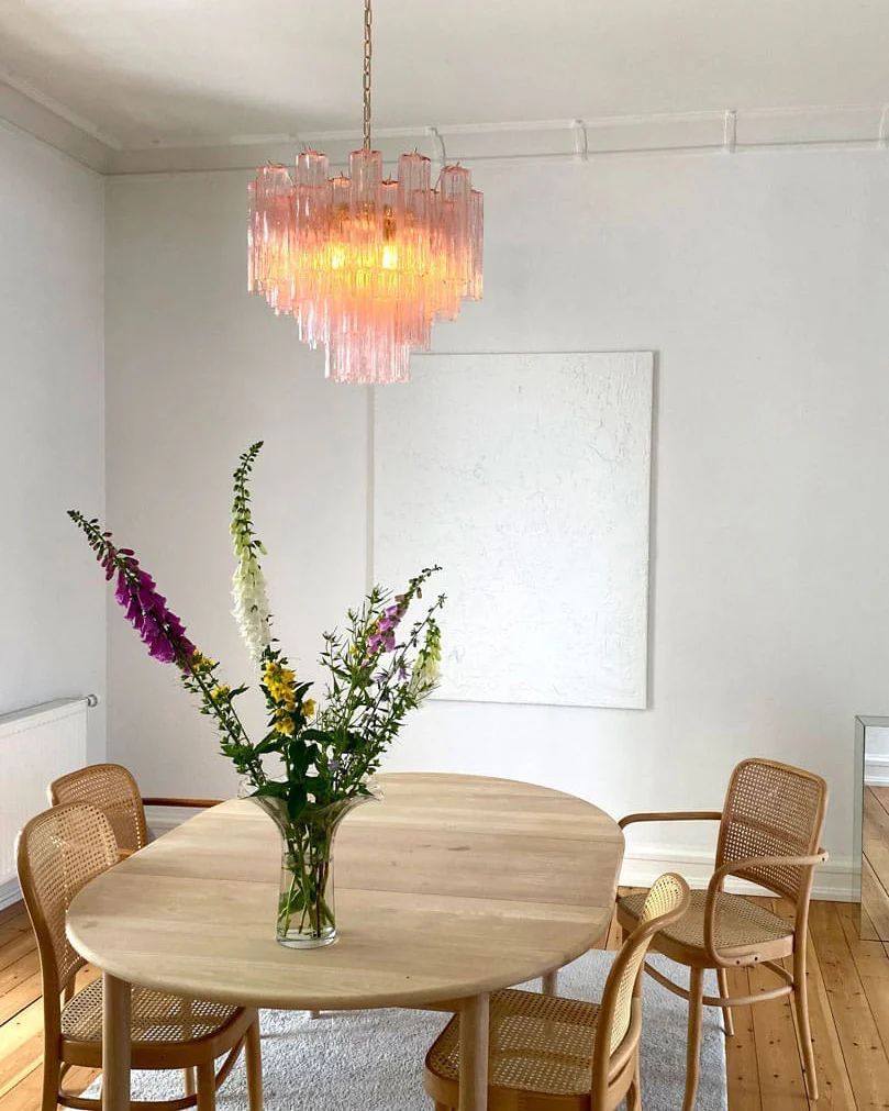 WOMO Pink Glass Tiered Chandelier-WM3018 - Image 2