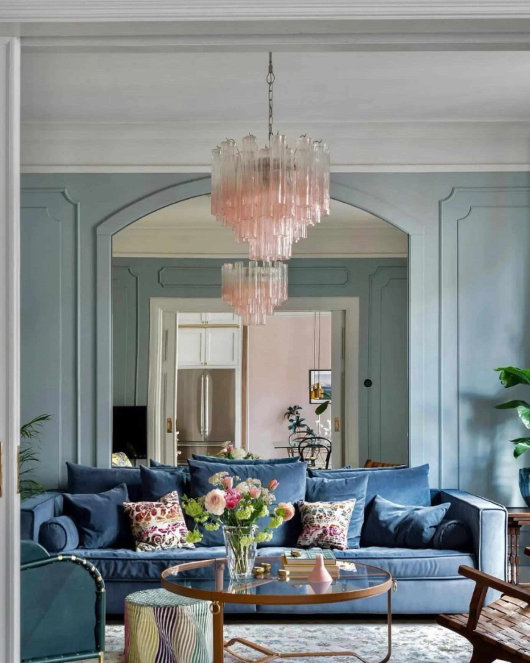 WOMO Pink Glass Tiered Chandelier-WM3018 - Image 4