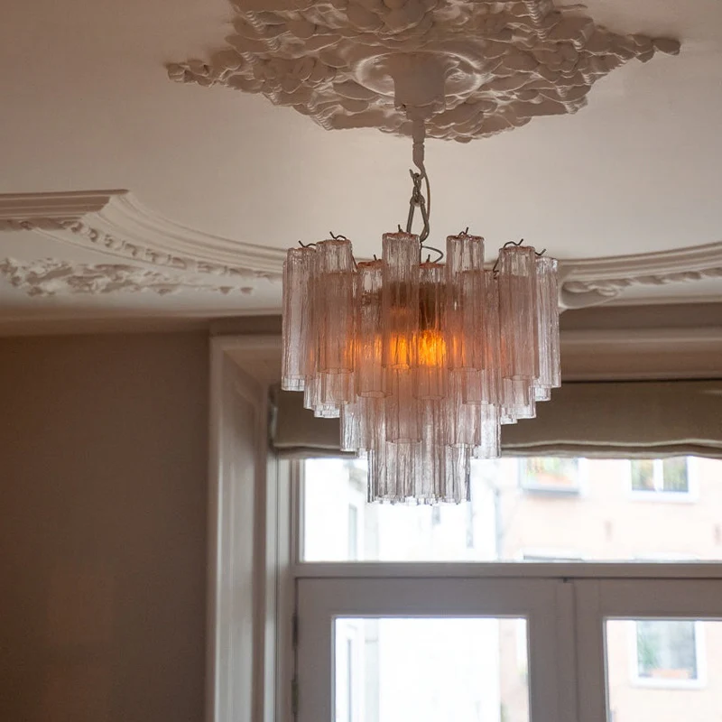 WOMO Pink Glass Tiered Chandelier-WM3018 - Image 5