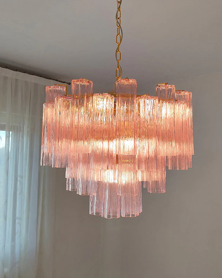 WOMO Pink Glass Tiered Chandelier-WM3018 - Image 7