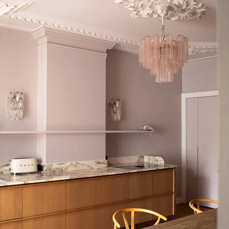 WOMO Pink Glass Tiered Chandelier-WM3018 - Image 8