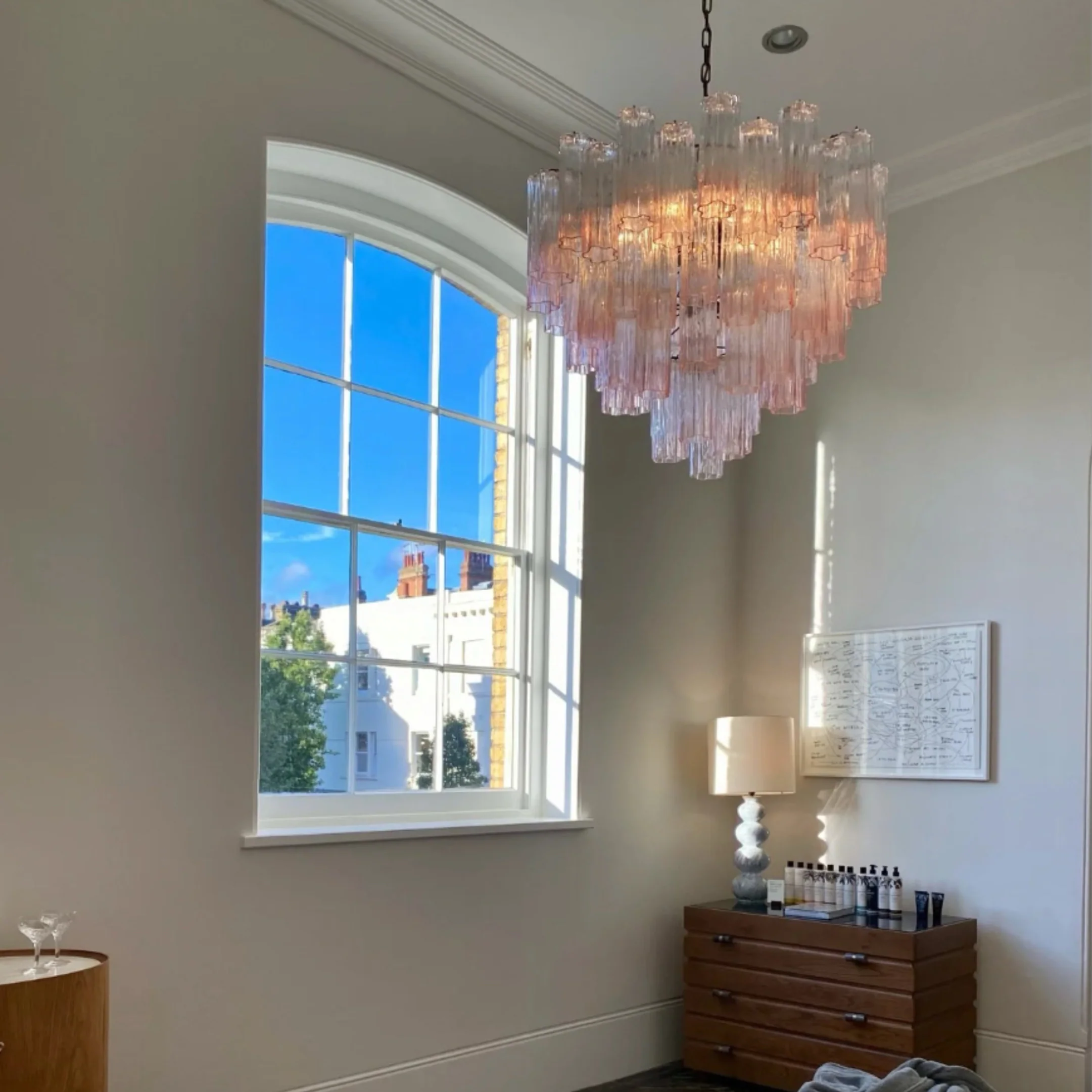 WOMO Pink Glass Tiered Chandelier-WM3018 - Image 9