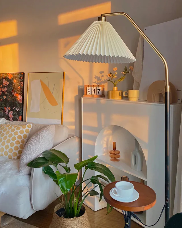 WOMO Pleated Floor Lamp with Tray-WM7079 - Image 9