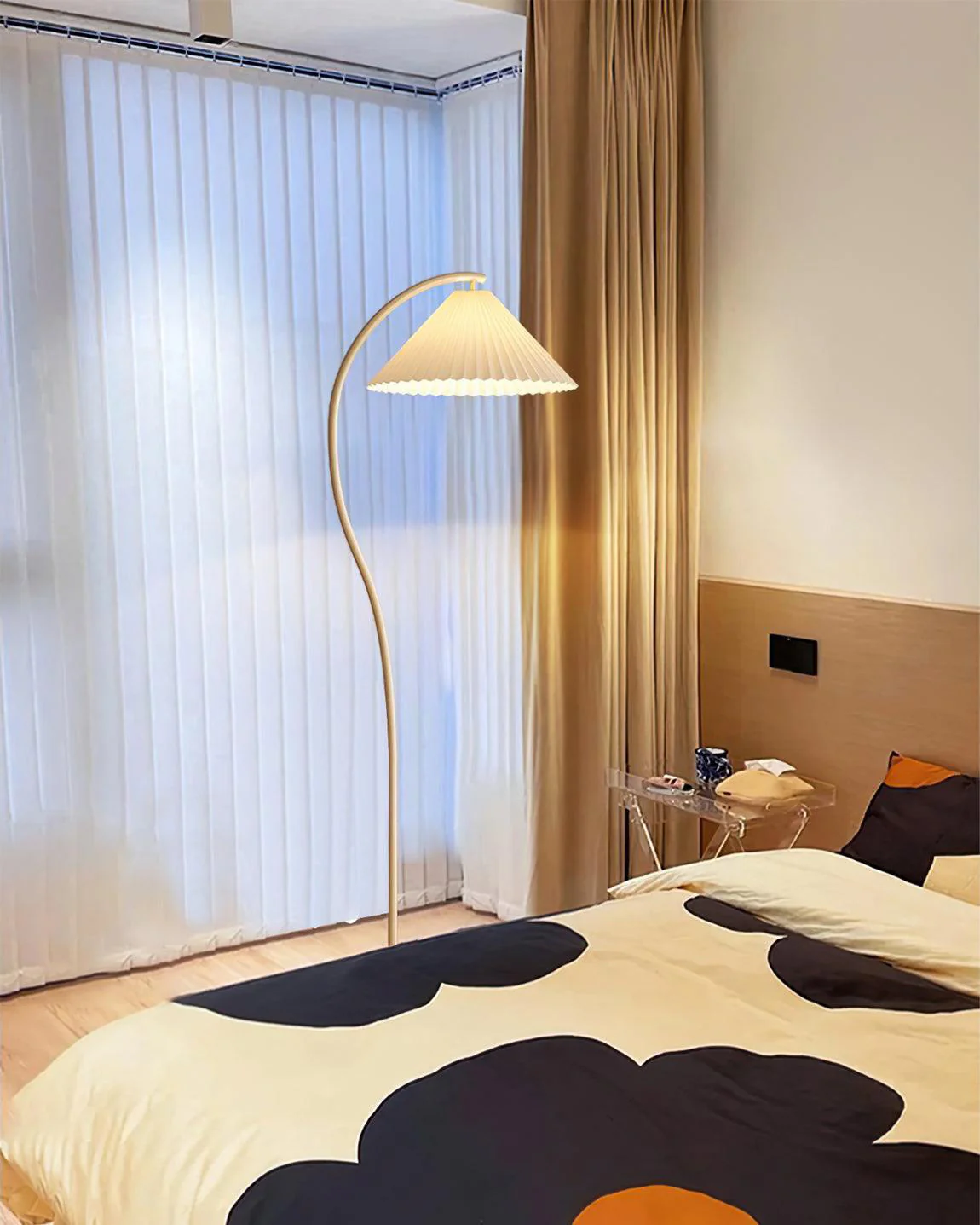 WOMO Pleated Gooseneck Floor Lamp-WM7119 - Image 10